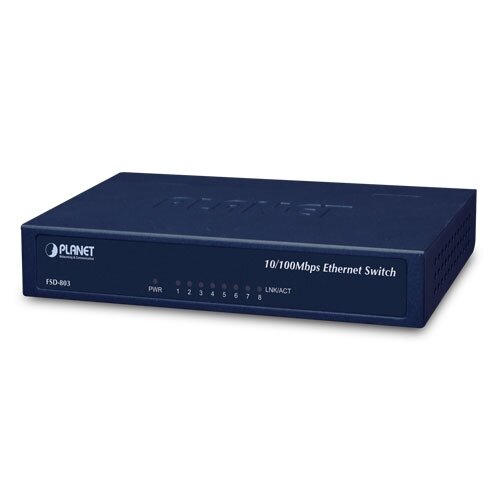 Коммутатор PLANET FSD-803 8-Port 10/100Mbps Fast Ethernet Switch, Metal