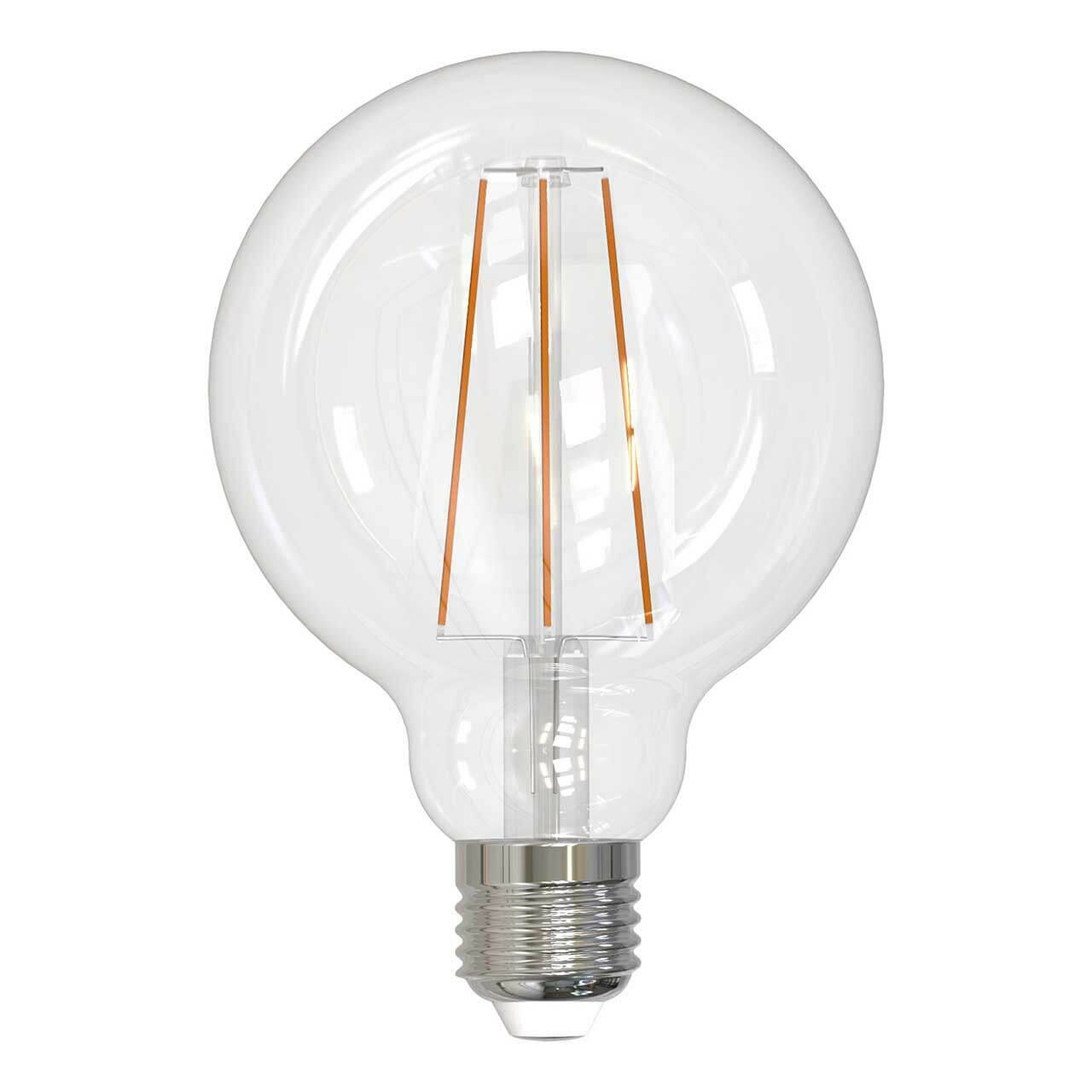 Uniel Лампа светодиодная филаментная (UL-00004862) Uniel E27 10W 3000K прозрачная LED-G95-10W/3000K/E27/CL PLS02WH