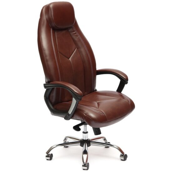 Кресло руководителя TETCHAIR BOSS люкс хром кож/зам, коричневый 2 TONE/коричневый перфорированный 2 TONE
