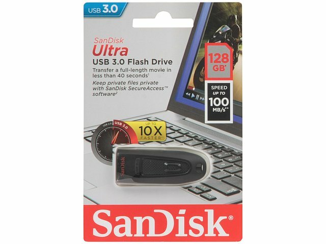 Накопитель USB flash SanDisk Накопитель USB flash 128ГБ SanDisk Ultra SDCZ48-128G-U46, черный (USB3.0) (ret)