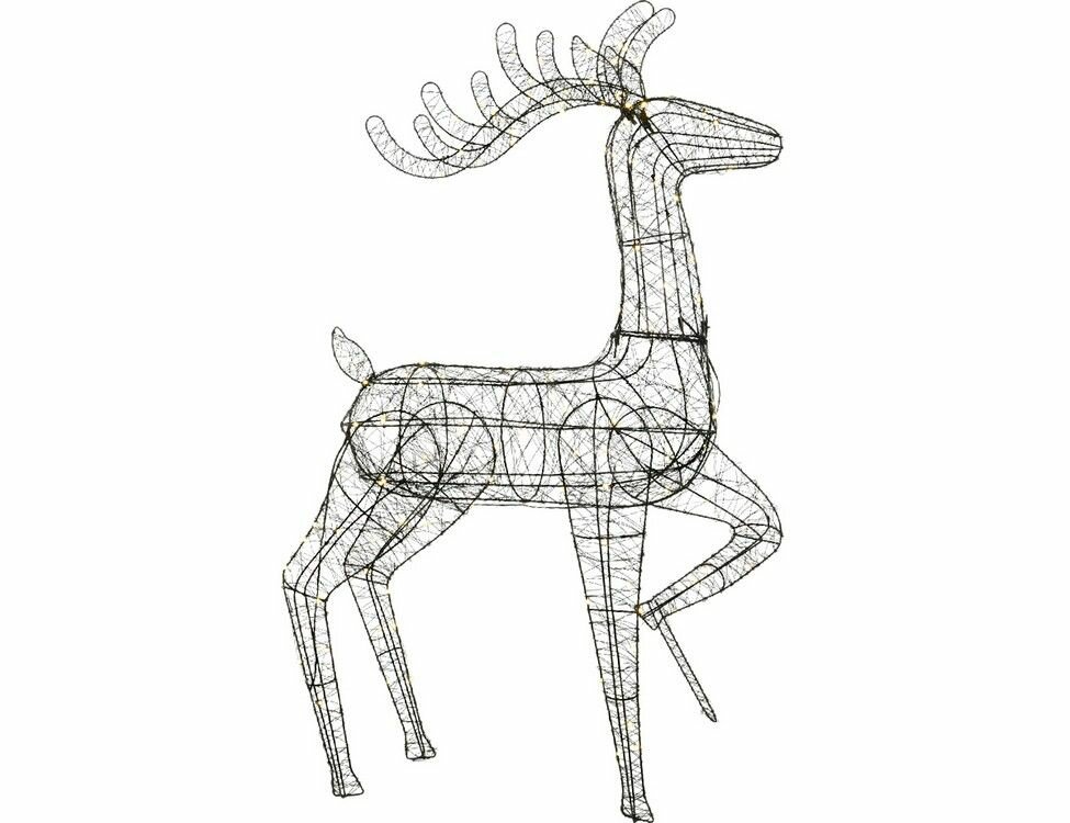 Kaemingk (Lumineo) Светящаяся фигура элегантный олень 120 теплых белых супер крупных micro LED ламп чёрный 118 см уличный 490992