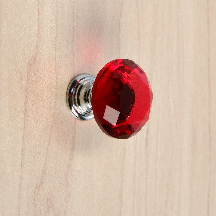 Ручка кнопка CAPPIO, цвет красный "Алмаз", стеклянная, d=25 мм - фотография № 3