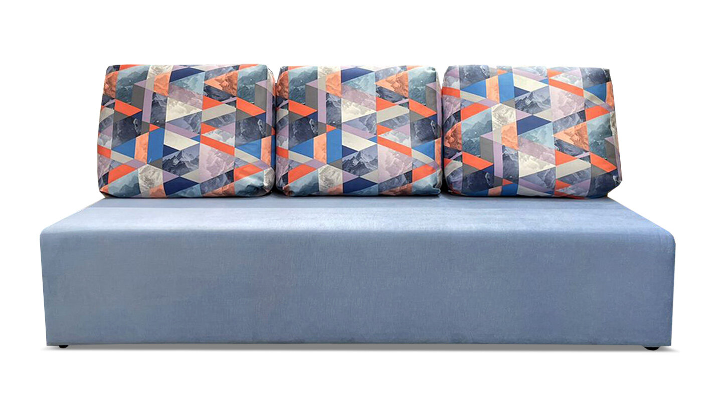 Прямой раскладной диван “Каир” 187х87х85 см, механизм еврокнижка, голубой велюр - фотография № 1