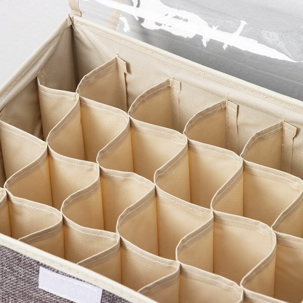 Органайзер для хранения белья с прозрачной крышкой "Тео", 24 отделений, 32x23x12 см, цвет серый - фотография № 3