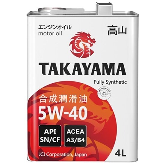 Моторное масло TAKAYAMA SAE 5W-40 синтетическое 4 л, металл