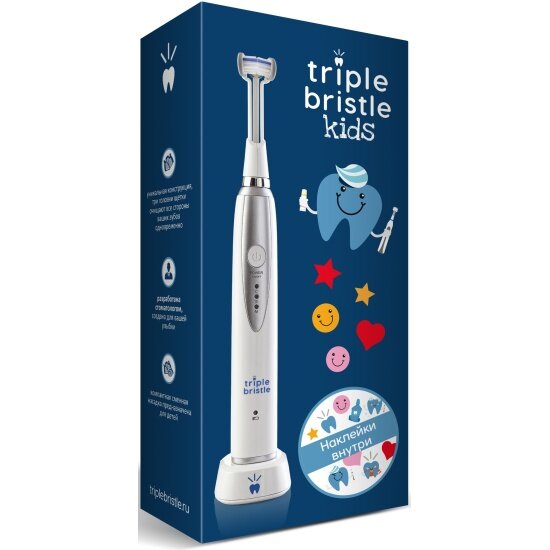 Зубная щётка электрическая TRIPLE BRISTLE KID'S, белая