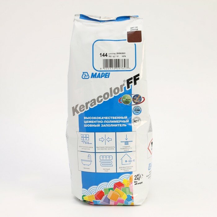 MAPEI Затирка для плитки KERACOLOR FF № 144, шоколад, 2 кг