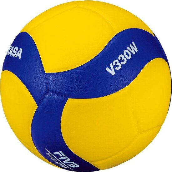 Мяч волейбольный MIKASA V330W, р.5, (ПУ), 18 пан., оф. парам. FIVB, желто-синий