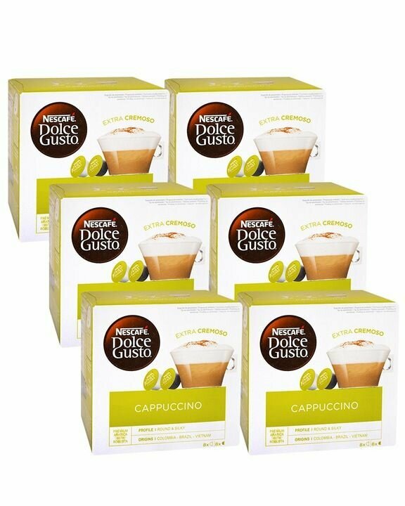 Кофе в Капсулах Nescafe Dolce Gusto Cappuccino 6 упаковок по 16 Капсул / Нескафе Дольче Густо Капучино - фотография № 1