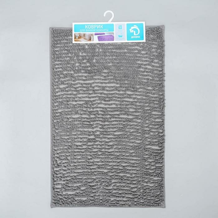 Доляна Коврик для ванной Доляна «Букли длинные», 49×75,5 см, цвет серый - фотография № 5