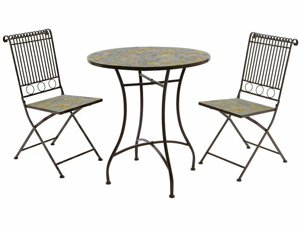 Комплект садовой мебели "Штутгарт", металл, мозаика, стол+2 стула, Kaemingk - фотография № 1