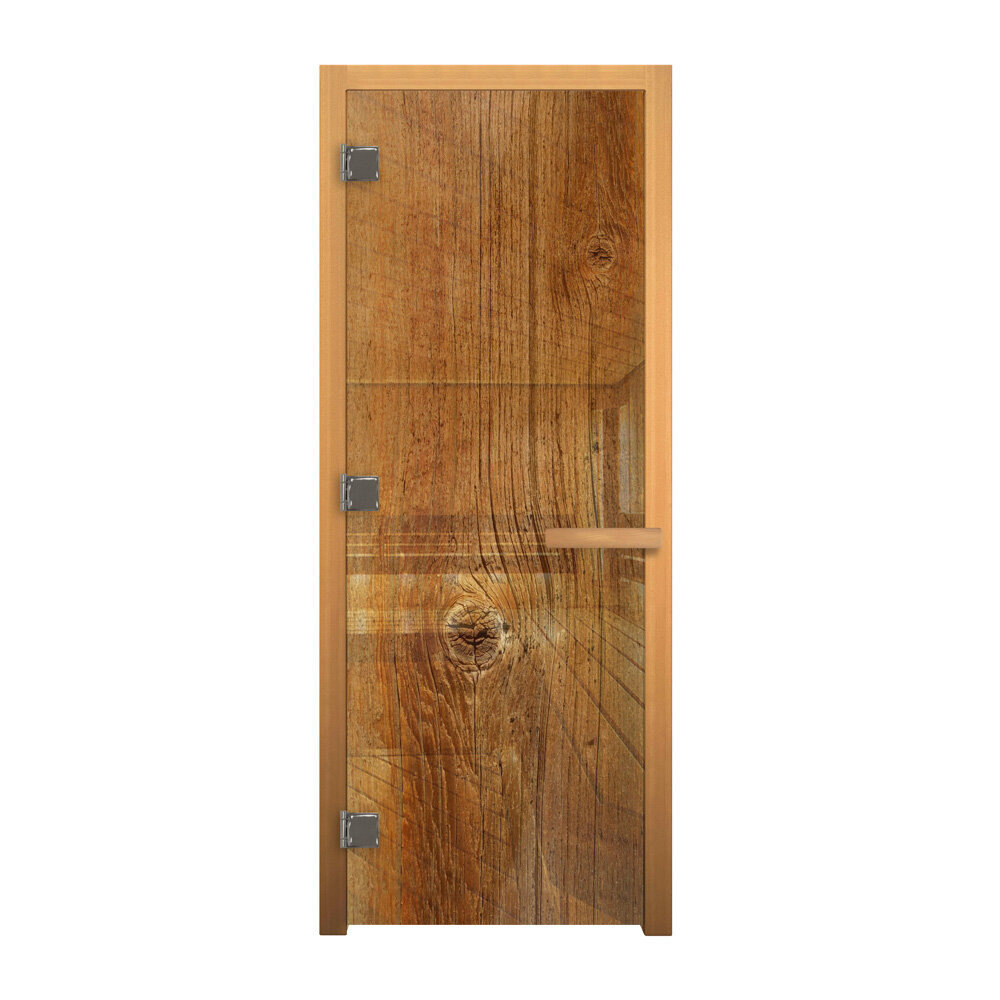 Стеклянная дверь "Дерево Стандарт", 190 х 70 см, толщина 8 мм, 3 петли, коробка из осины
