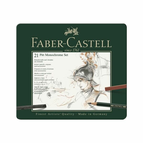 Набор художественный FABER-CASTELL Pitt Monochrome, 21 предмет, металлическая коробка