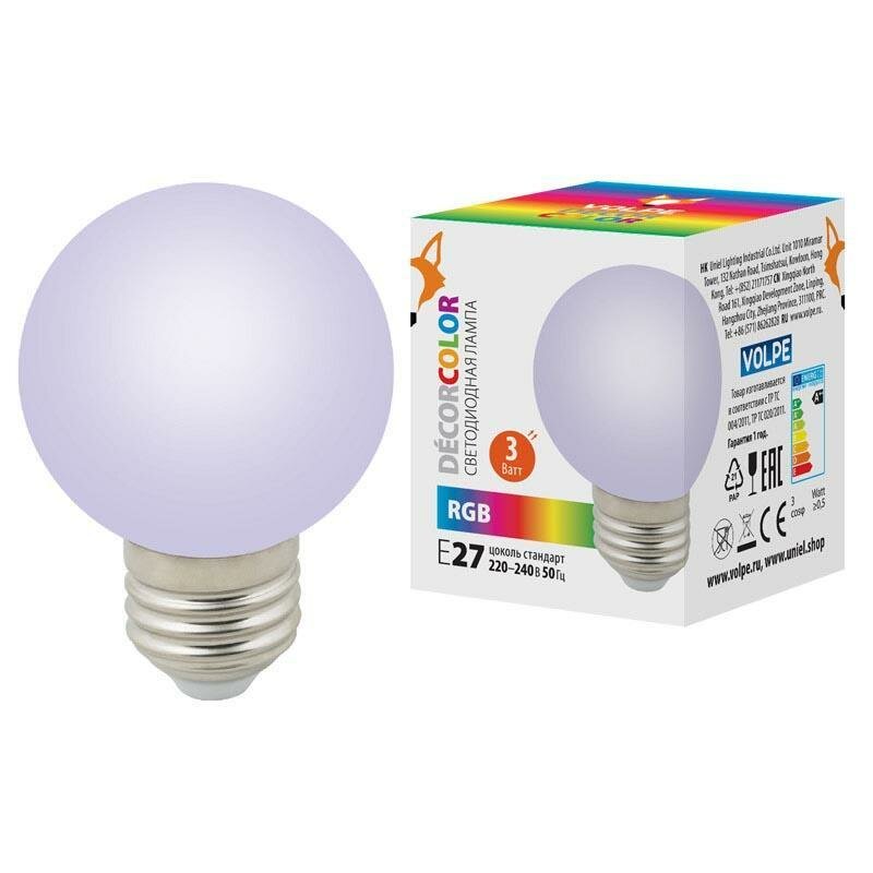Volpe Лампа светодиодная Volpe E27 3W матовая LED-G60-3W/RGB/E27/FR/С UL-00006960