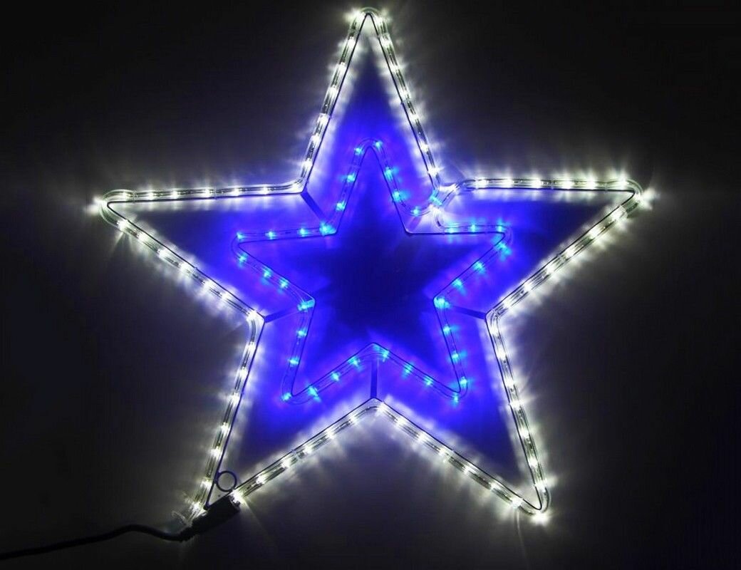 Светодиодная сияющая звезда, дюралайт, 108 синих/холодных белых LED-огней, 52 см, коннектор, уличная, SNOWHOUSE RL-108-S-B/W