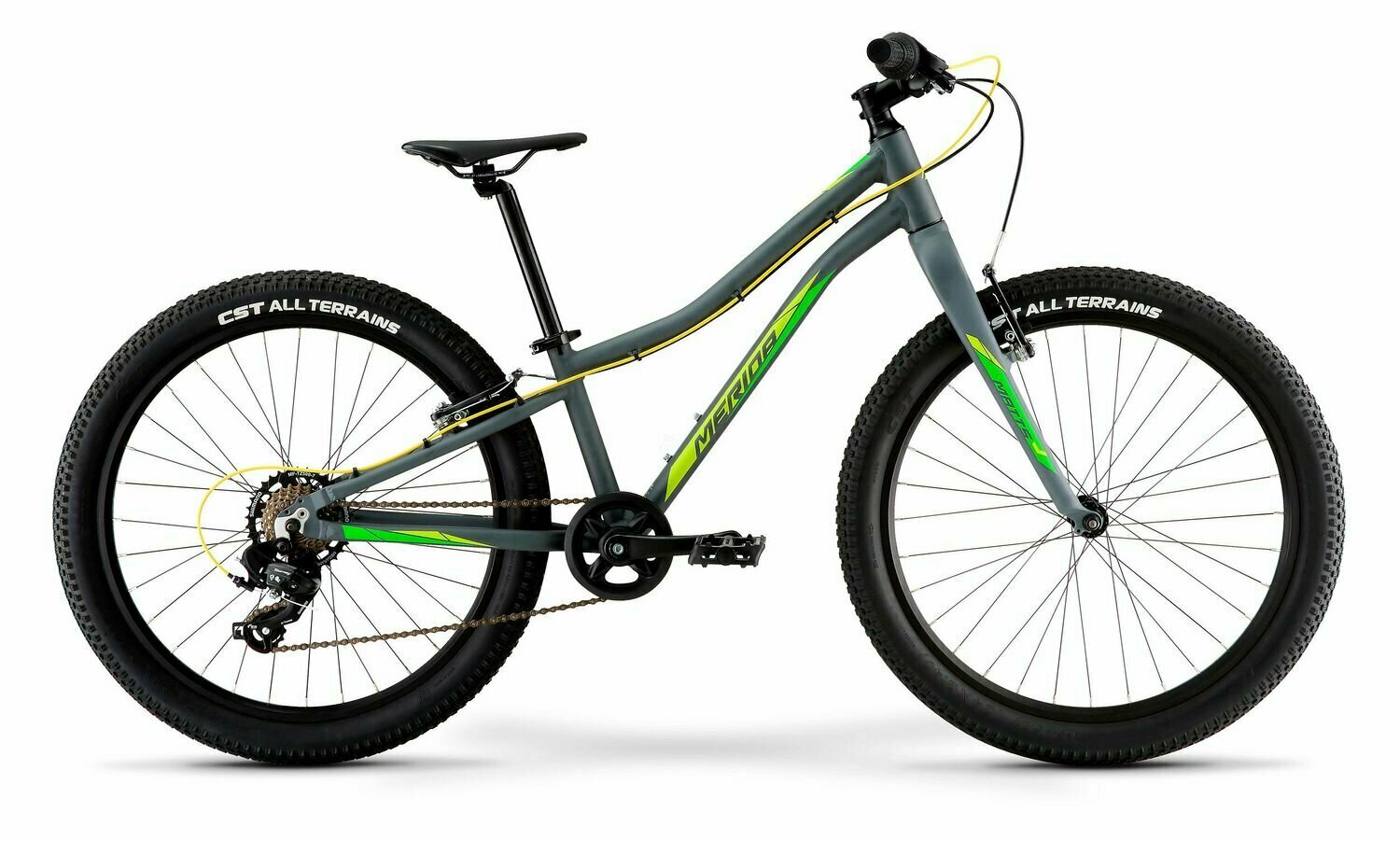 Велосипед Merida Matts J.24+ ECO (2022) (В-д 22 Merida Matts J.24+ ECO Р:One Size серый/зеленый, 24", RU32246)