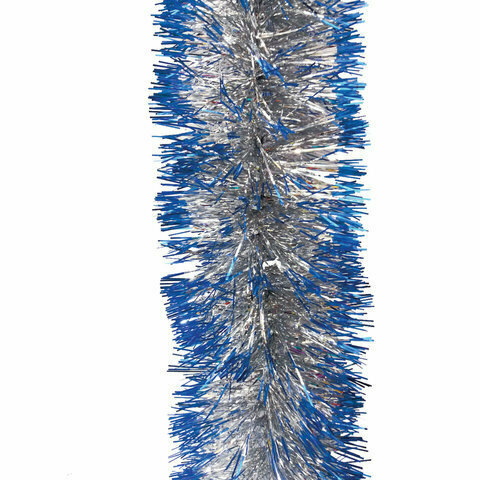 Мишура XMAS DREAM Мишура диаметр 70 мм длина 2 м серебро с синими кончиками 5-180-7 2 шт