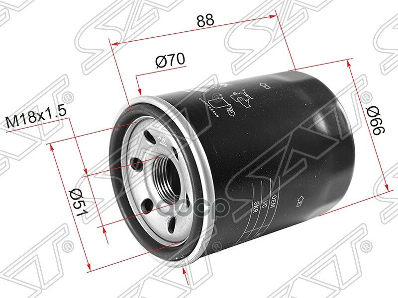 Фильтр Масляный Mitsubishi Outlander 2.0 4b11/2.2 Di-D 4hk4hn/2.4 4b12/3.0 6b31/Delica 4g64/4g32/4g Sat арт. ST-MD360935