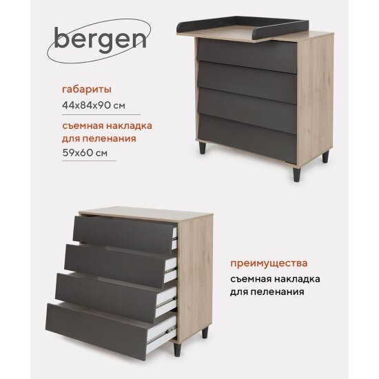 Комод RANT BERGEN Moon Grey 84 см