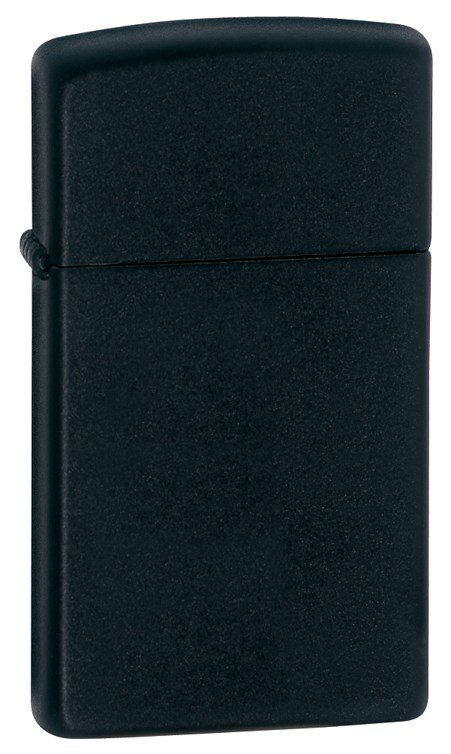 Зажигалка ZIPPO Slim® с покрытием Black Matte латунь/сталь чёрная матовая 29x10x60 мм