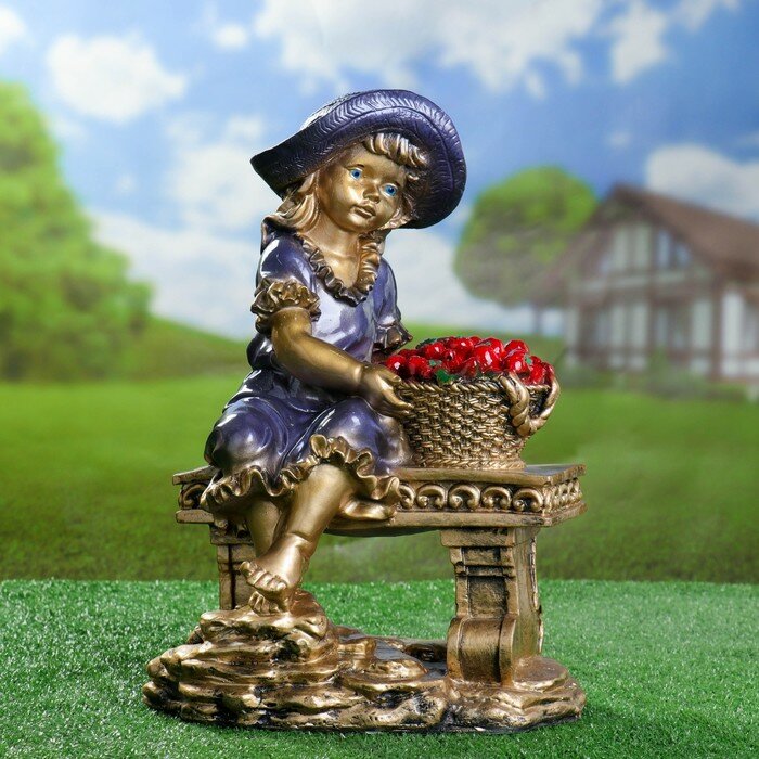 Хорошие сувениры Садовая фигура Девушка на скамье бронза, 21х28х44см