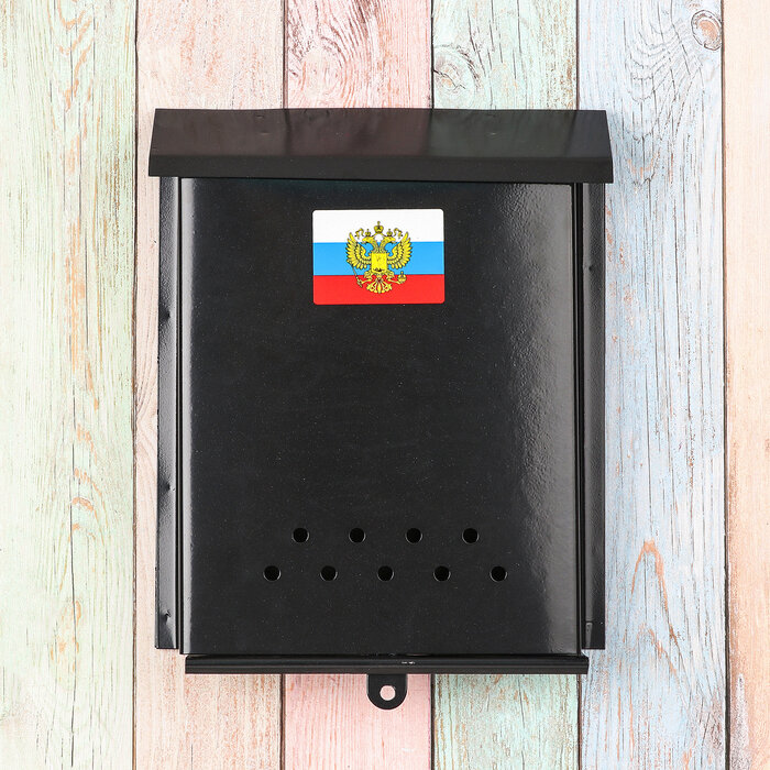 Ящик почтовый без замка (с петлёй), вертикальный, «Почта», чёрный - фотография № 3