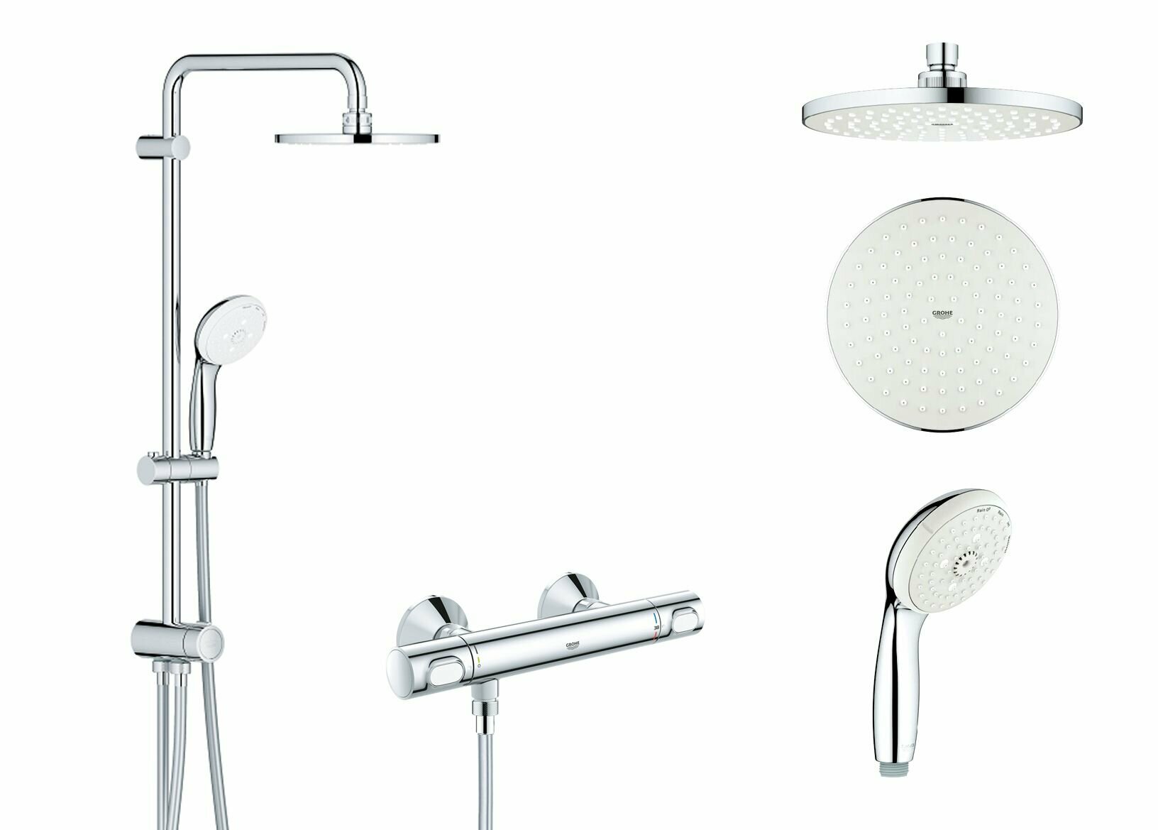 Душевая система с термостатом Grohe Tempesta Cosmopolitan System Grohtherm 500 Flex 60, хром - фотография № 2