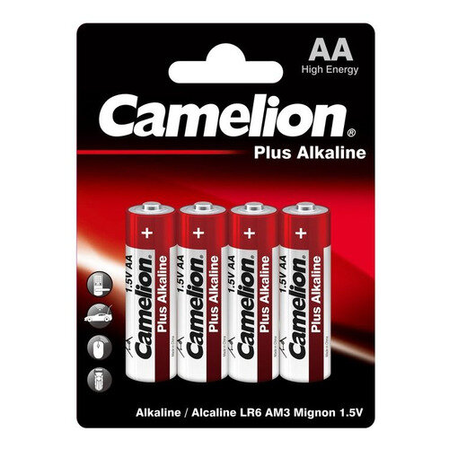 AA Батарейка CAMELION Plus Alkaline LR6-BP4, 4 шт. 2700мAч