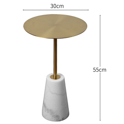 Кофейный столик на ножке из белого или черного мрамора в виде конуса (белый + золото 30*55 см) - фотография № 1