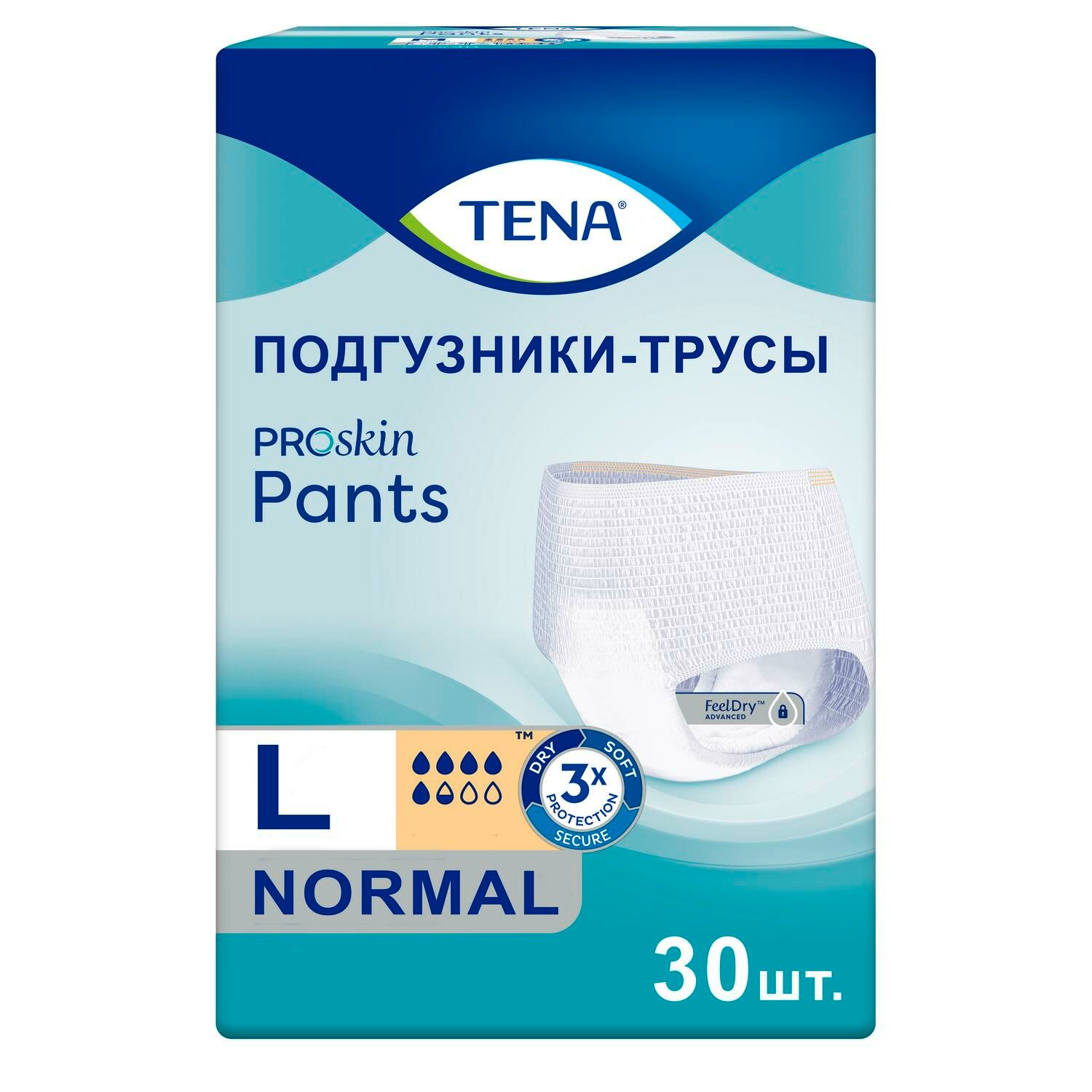 Tena Pants Normal Proskin / Тена Пантс Нормал - впитывающие трусы, L, 30 шт.