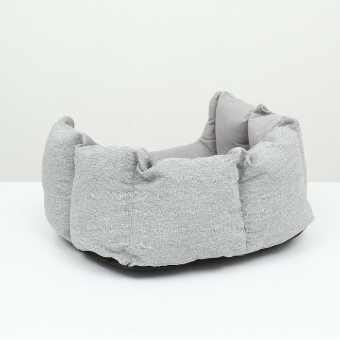 Пижон Лежак с подушкой рогожка, вельвет, 50 х 40 х 23 см,серый - фотография № 4