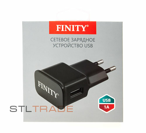 Сетевое зарядное устройство с USB Finity Zeon 1A, черное