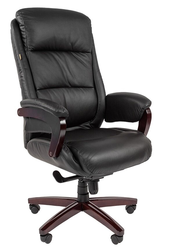 Компьютерное кресло для руководителя Chairman 404 из натуральной кожи и дерева