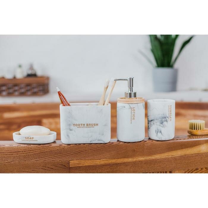 Набор аксессуаров для ванной комнаты «Стиль», 4 предмета (мыльница, дозатор для мыла, 2 стакана) - фотография № 6