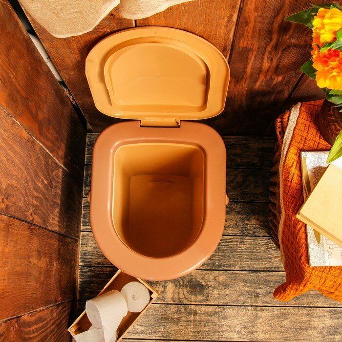 Альтернатива Ведро-туалет, 17 л, съёмный стульчак, бежевое, «Летний день», крышка микс - фотография № 4