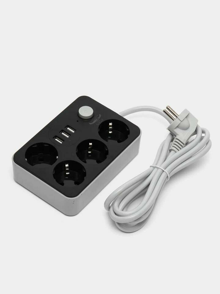 Сетевой фильтр CX-U314 4 розетки 3 USB входа (Черно-белый) - фотография № 3