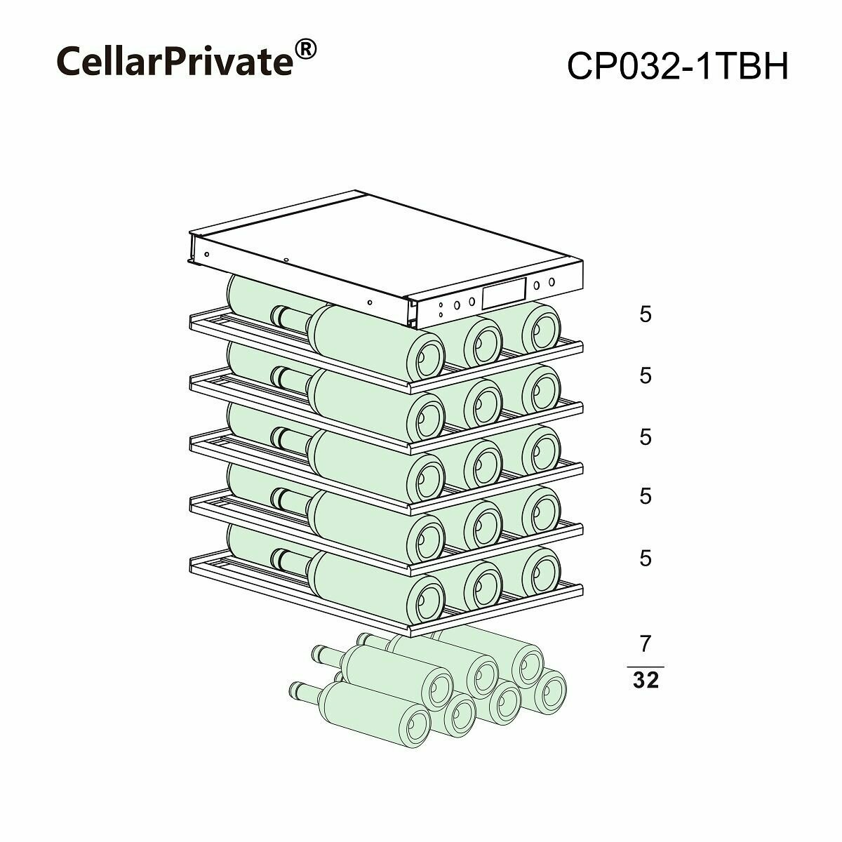 Винный шкаф со скрытой ручкой CellarPrivate CP032-1TBH — фото 2