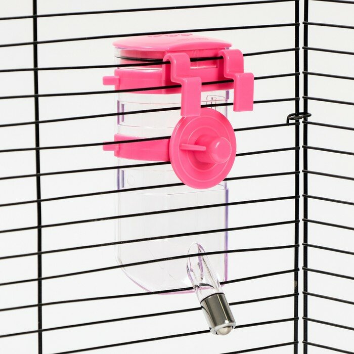Пижон Поилка внешняя для клетки, 500 мл, розовая - фотография № 5
