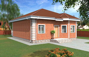 Одноэтажный дом с эркером и террасой Rg5065 <span>тип строения: жилой дом, материал: газобетон, количество этажей: 1 штук</span>