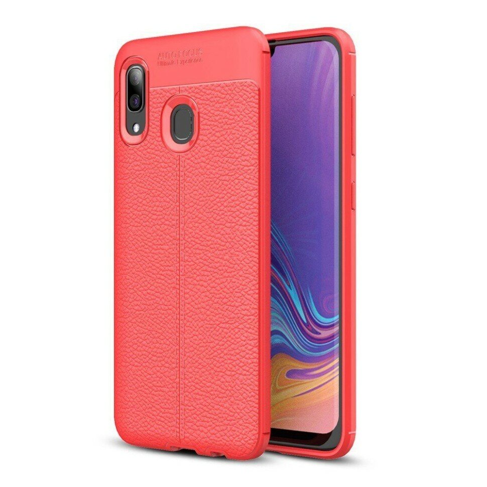 Чехол-накладка Litchi Grain для Samsung Galaxy A30 / Galaxy A20 (красный)