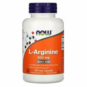 NOW Foods L-Arginine - L-аргинин, 500 мг 100 вегетарианских капсул