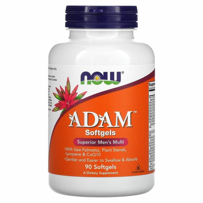 Now Foods, ADAM, эффективные мультивитамины для мужчин, 90 гелевых капсул