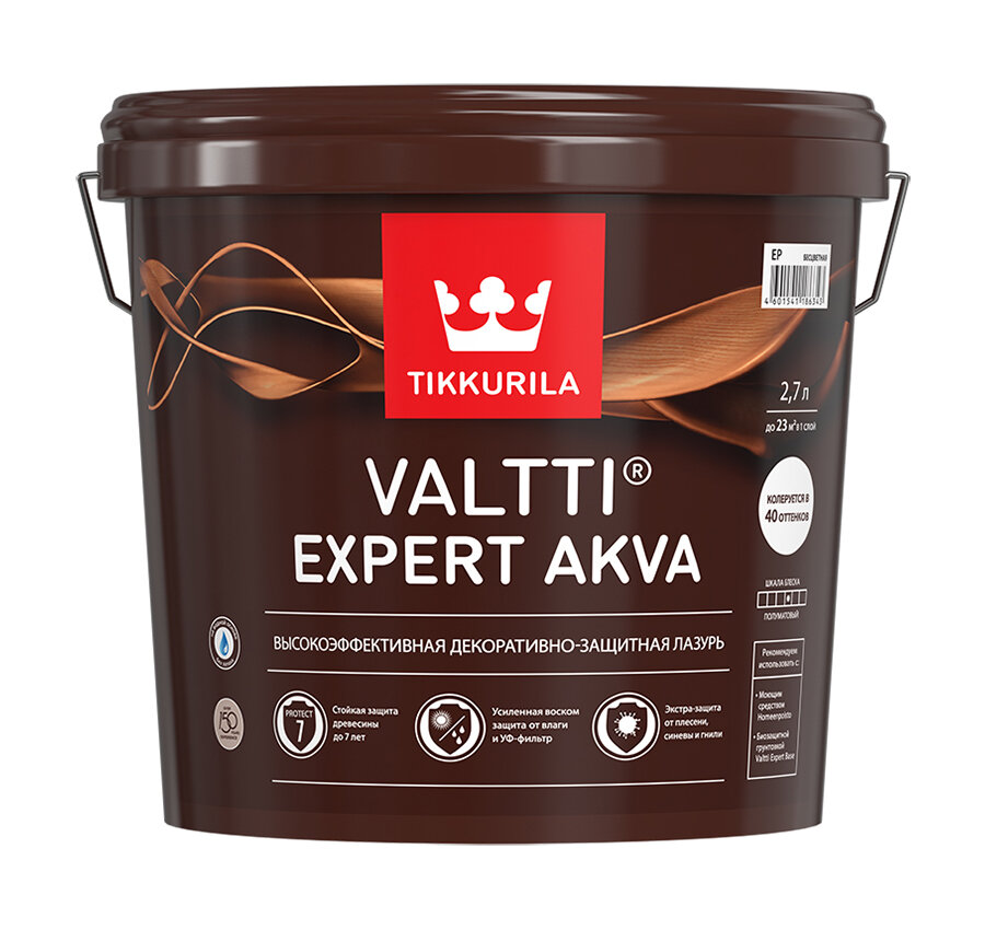 Tikkurila Valtti Expert Akva,Высокоэффективная декоративно-защитная лазурь,Сосна,2,7л