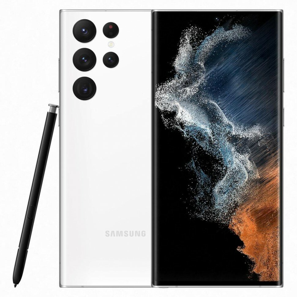 Смартфон Samsung Galaxy S22 Ultra (SM-S908) 12/256 ГБ, белый фантом