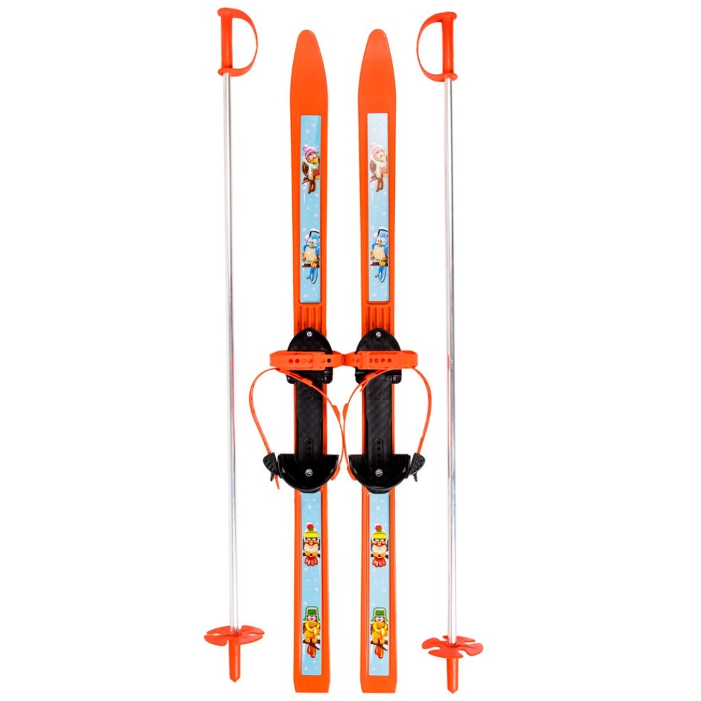 Лыжи детские Вираж-спорт с палками и креплениями, 100 см, оранжевые