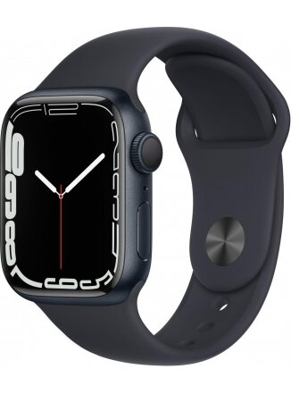 Умные часы Apple Watch Series 7 GPS 45mm Aluminium Case with Sport Band (MKN53) (Midnight Aluminium Case with Midnight Sport Band) темная ночь