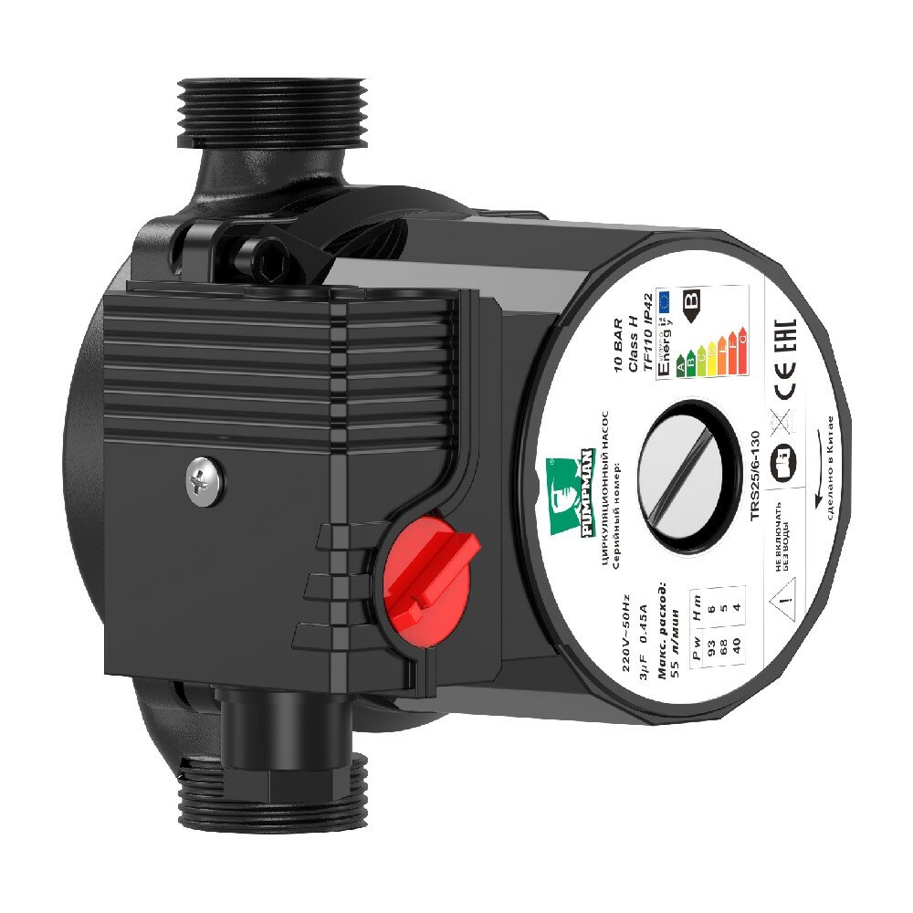 фото Насос PUMPMAN циркуляционный TRS25/6-130 (Pmax-100Вт, Hmax-6м, Qmax-42л/мин, 130мм, с гайками и каб)