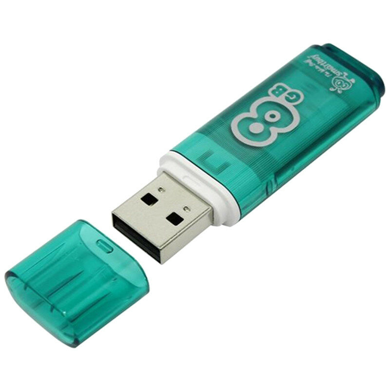 Память Smart Buy "Glossy" 8GB, USB 2.0 Flash Drive, зеленый, 230848