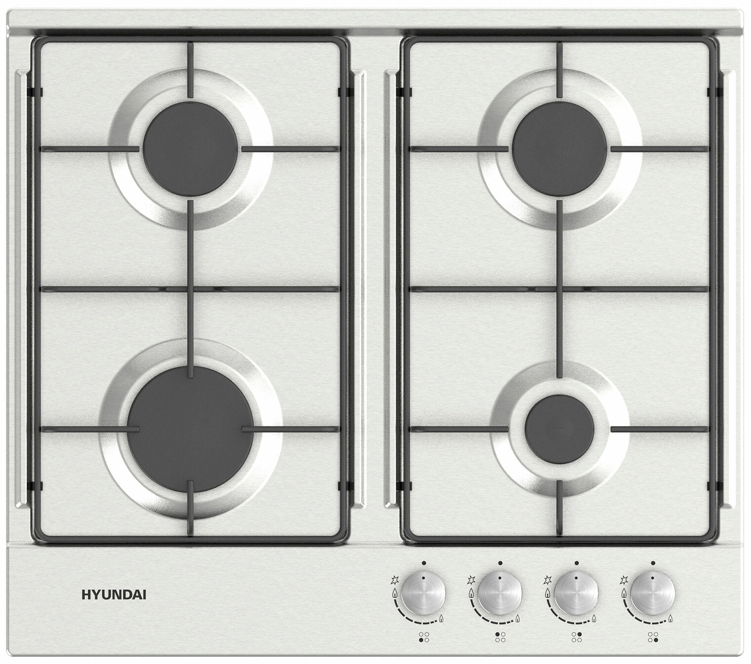 Встраиваемая газовая панель Hyundai HHG 6432 IX Steel - фотография № 1