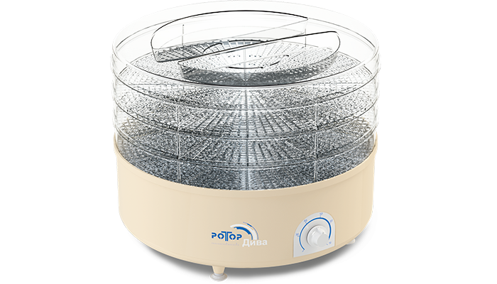 Сушка для овощей и фруктов ротор дива СШ-007-11 (3 поддона, прозрачный), цветная упаковка